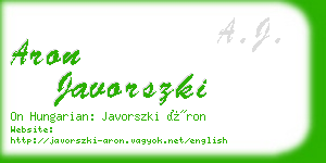 aron javorszki business card